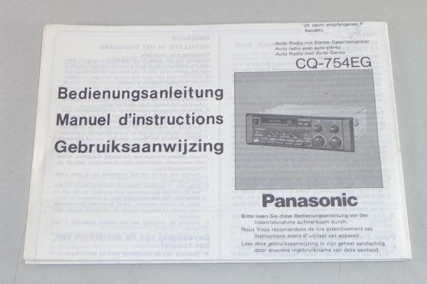 Betriebsanleitung Panasonic Autoradio CQ-754EG