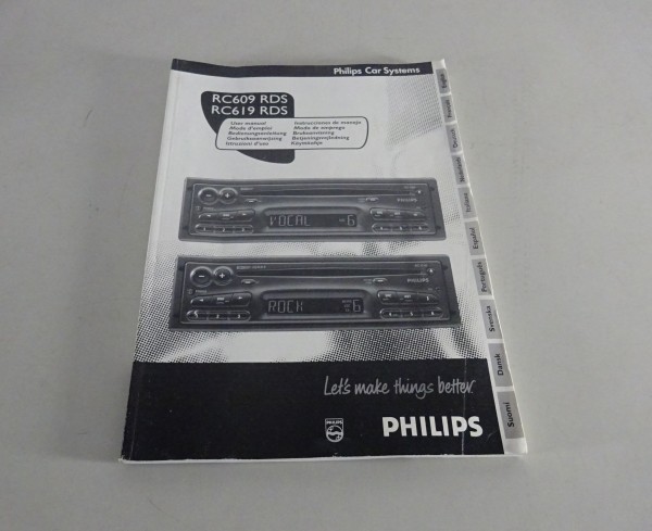 Betriebsanleitung / Handbuch Philips Autoradio RC609 RDS / RC619 RDS