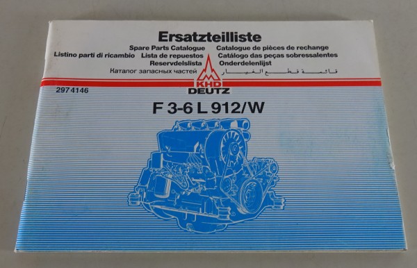 Teilekatalog / Parts List Deutz Motor F 3 - 6 L 912/W Stand 06/1986