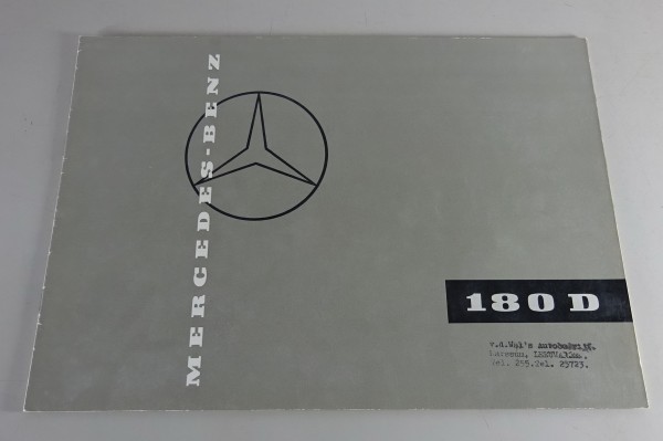 Prospekt / Broschüre Mercedes-Benz 180D Diesel W120 Ponton 43 PS v. 1954/55