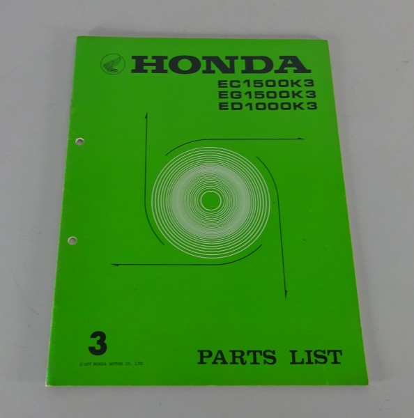 Parts Catalog Honda Generator EC / EG 1500 K3 / ED 1000 K3 from 1977