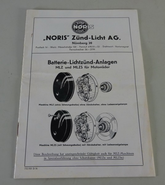 Handbuch Noris Batterie-Lichtzünd-Anlagen MLZ & MLZS Stand 07/1952