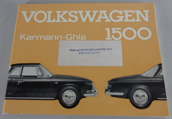 Handleiding / Handboek VW Karmann Ghia 1500 Typ 34 vanaf 08/1963
