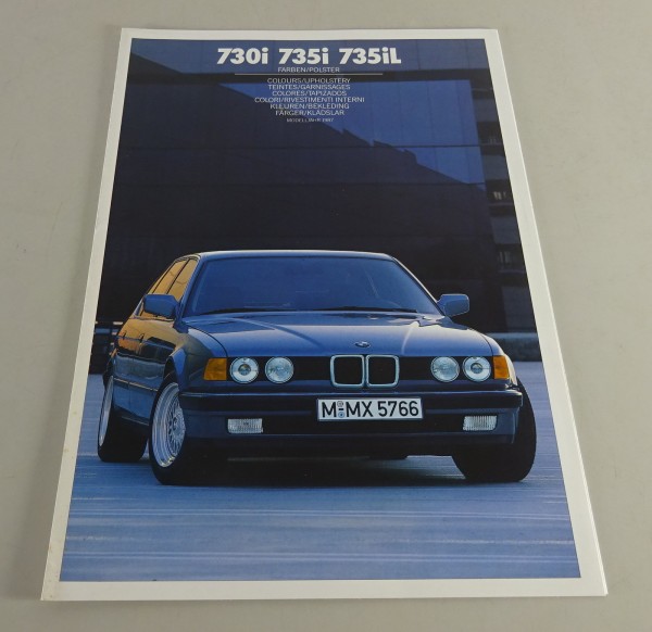 Prospekt / Broschüre Farben/Polster BMW E32 7er 730i / 735i / 735iL von 02/1986