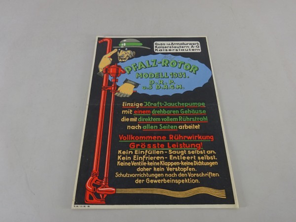 Prospektblatt Pfalz-Rotor Zentrifugal-Jauchepumpe Stand 1932