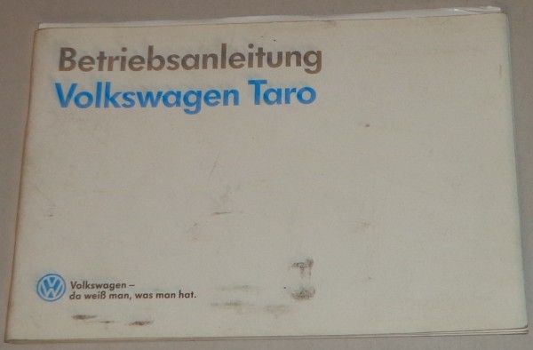 Betriebsanleitung VW Taro von 10/1989