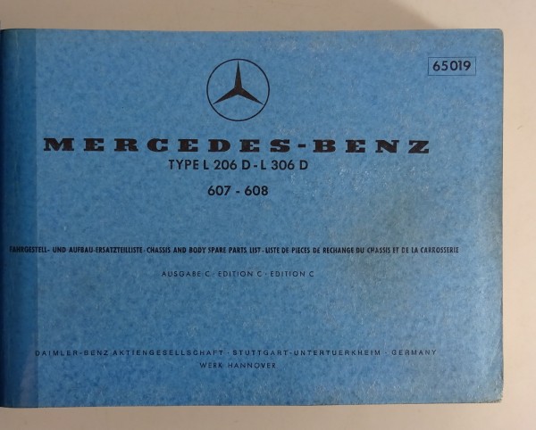 Teilekatalog Mercedes Harburger Transp. L 206/306 D Aufbau & Fahrgestell '4/1973