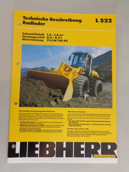 Datenblatt / Technische Beschreibung Liebherr Radlader L 522 Stand 12/1993