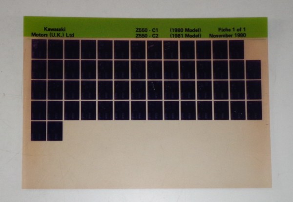 Microfich Ersatzteilkatalog Kawasaki Z 550 C1/C2 Model 1980-81 Stand 11/80