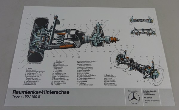 Schnittbild Mercedes-Benz W201 Raumlenker-Hinterachse im 190 / 190 E von 3/1983