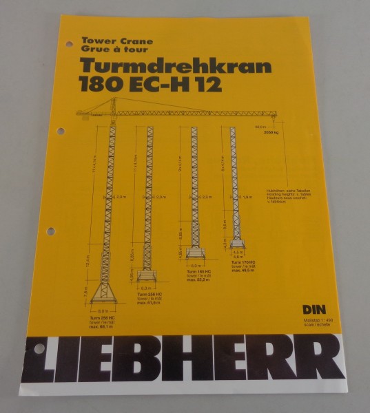 Datenblatt / Technische Beschreibung Liebherr Turmdrehkran 180EC-H12 von 03/1998