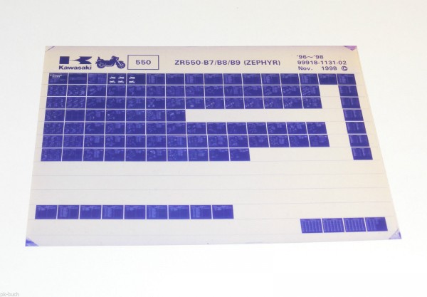 Microfich Ersatzteilkatalog Kawasaki ZR 550 ZEPHYR Modelle 96 - 98 Stand 11/1998