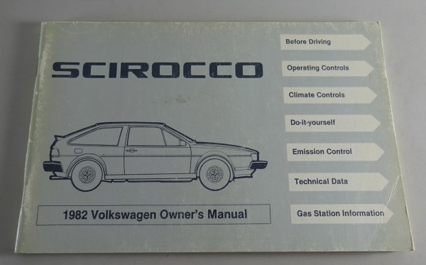 Owner's manual / Handbook VW Scirocco II Typ 53b US-Modell from 01/1982