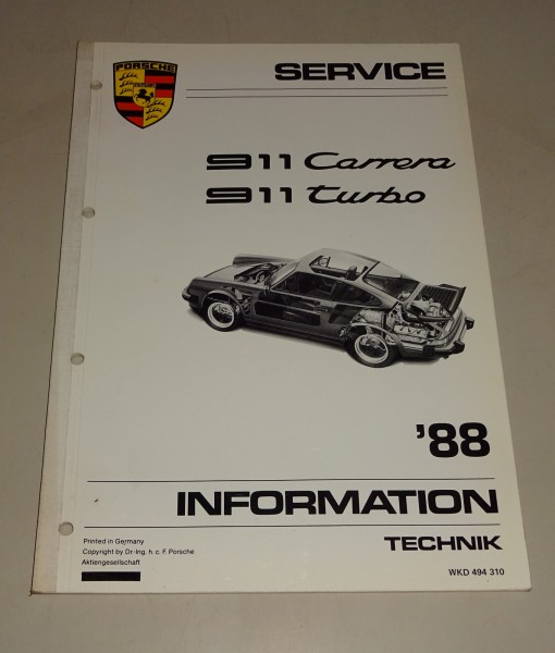 Werkstatthandbuch / Information Technik Porsche 911 Carrera 3.2 / 911 Turbo 1988