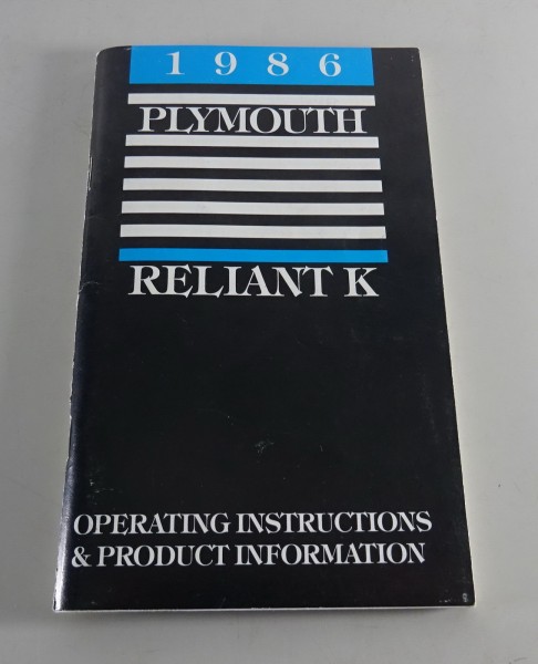 Owner´s Manual / Handbook Plymouth Reliant K Stand 1986