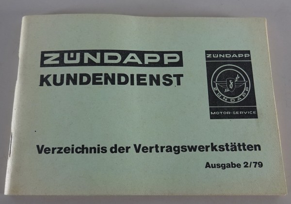 Servicestellen-Verzeichnis Zündapp Vertragswerkstätten Stand 02/1979