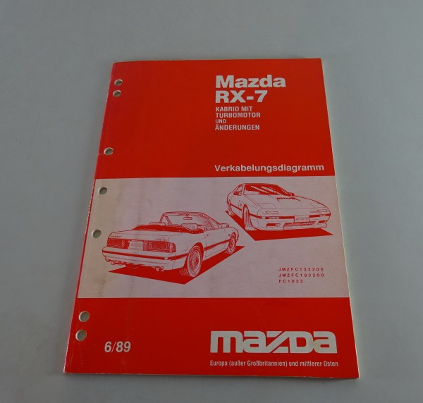 Werkstatthandbuch Mazda RX-7 / RX 7 Cabrio mit Turbomotor Elektrik Stand 06/1989