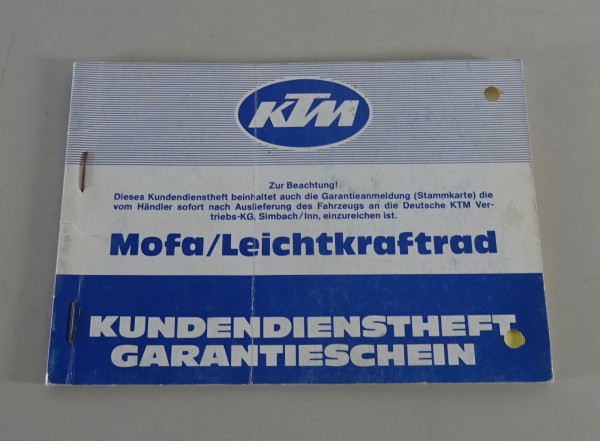 Serviceheft / Scheckheft KTM Mofa / Leichtkraftrad