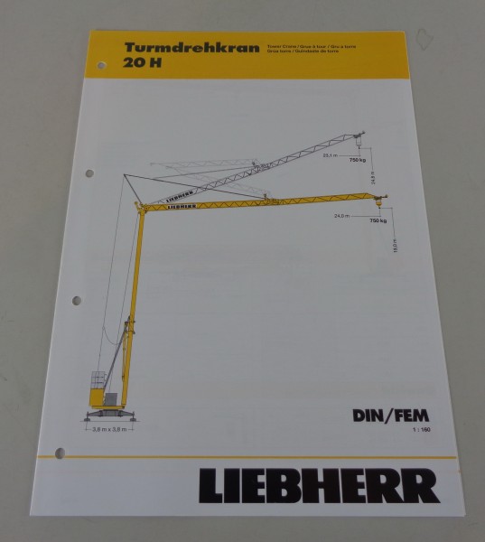 Datenblatt / Technische Beschreibung Liebherr Turmdrehkran 20 H von 04/2003