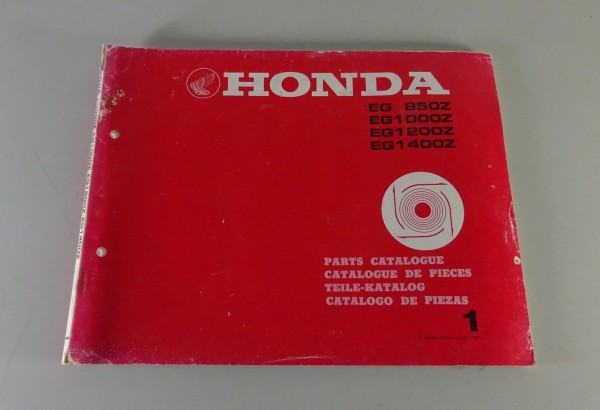Teilekatalog Honda Generator EG 850Z / 1000Z / 1200Z / 1400Z Stand 1982