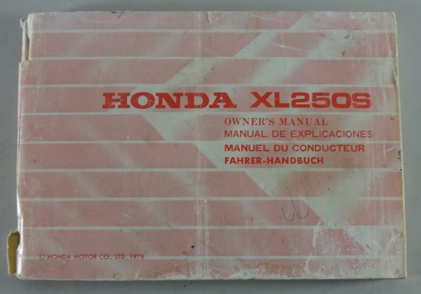 Betriebsanleitung / Owner´s Manual Honda XL 250 S Stand 1978