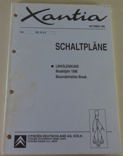 Werkstatthandbuch Schaltpläne Citroen Xantia Modelljahr 1996 Stand 09/1995