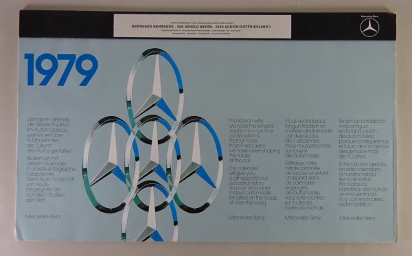 Wandkalender 1979 Mercedes-Benz Veteranen mit SSK, W188, R113, Ponton, 540K etc.