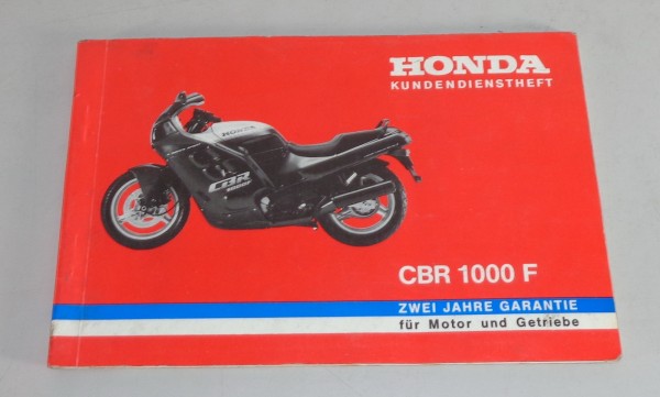 Scheckheft / Kundendienstheft Honda CBR 1000 F mit Einträgen bis 1991