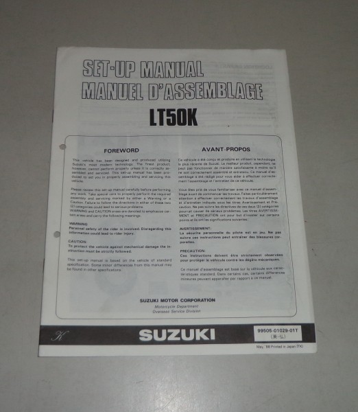 Montageanleitung / Set Up Manual Suzuki LT 50 Stand 05/1988