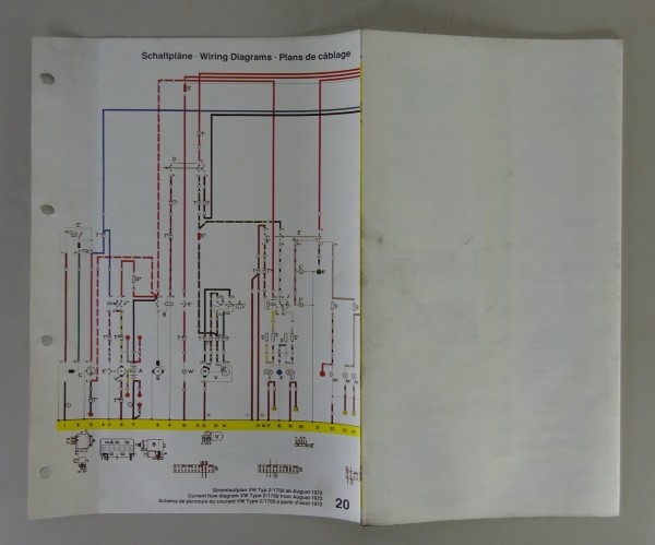 Elektrischer Schaltplan / Stromlaufplan VW Transporter T2b 1700 Modelljahr 1973