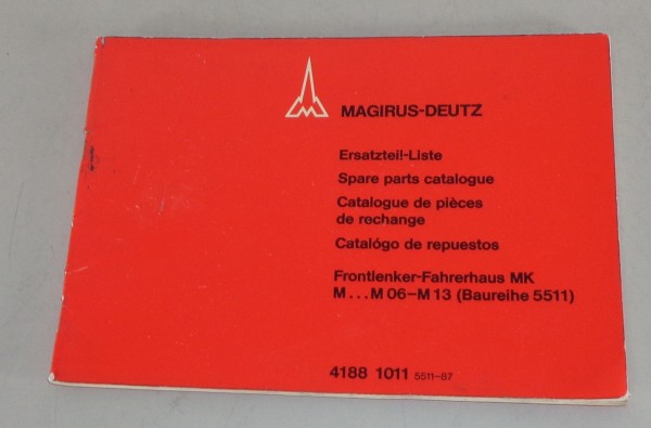 Teilekatalog Magirus Deutz Frontlenker-Fahrerhaus Baureihe 5511 Stand 03/1976