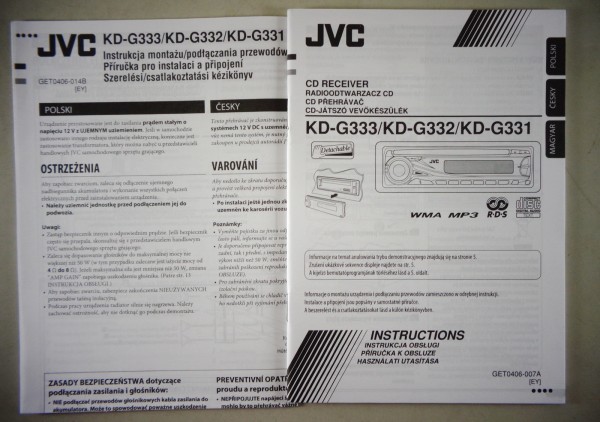 Betriebsanleitung / Handbuch JVC KD-G333/G332/G331 CD-Receiver von 2006