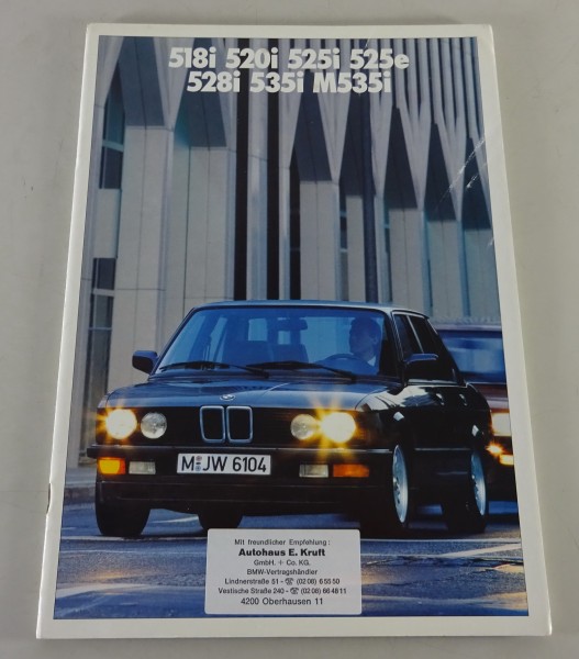 Prospekt BMW 5er E28 518i / 520i / 525i / 525e / 528i / 535i / M 535i Stand 1987