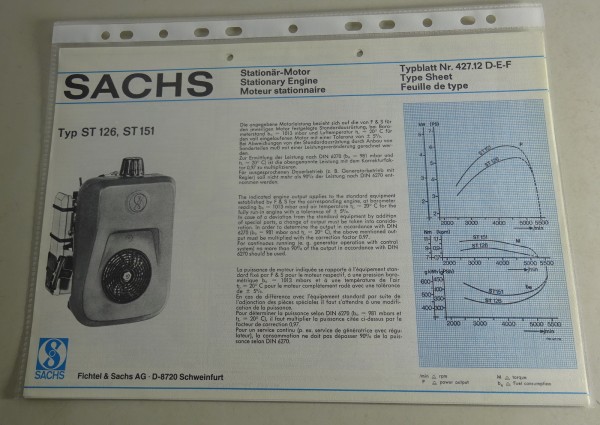 Typenblatt /Technische Daten Sachs Typ ST 126 / St 151 Stand 12/1977