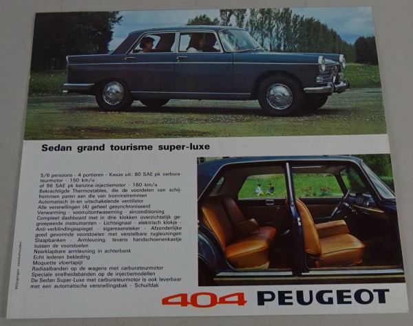 Prospekt / Brochure Peugeot 404 Limousine super luxe Stand 10/1966