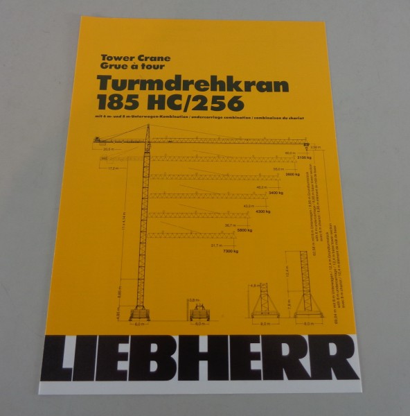 Datenblatt / Technische Beschreibung Liebherr Turmdrehkran 185 HC/256 von 1983