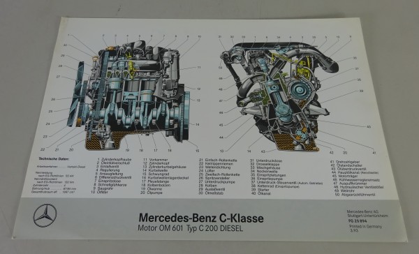 Schnittbild Mercedes-Benz C-Klasse C 200 Diesel W202 Motor OM 601 Stand 03/1993