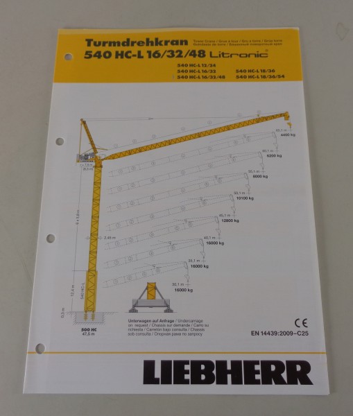 Datenblatt Liebherr Turmdrehkran 540 HC-L 16 / 32 / 48 Litronic von 04/2010