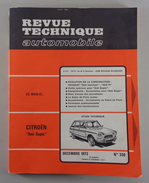 Reparaturanleitung Revue Technique Citroén Ami Super von 12/1973