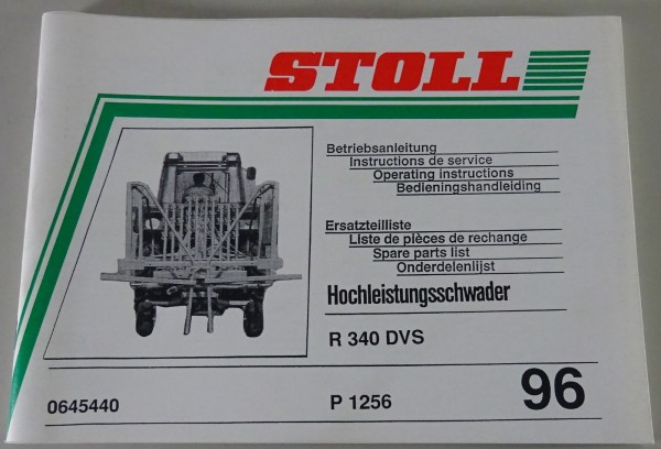 Teilekatalog / Betriebsanleitung Stoll Hochleistungsschwader R340 DVS Stand 1996