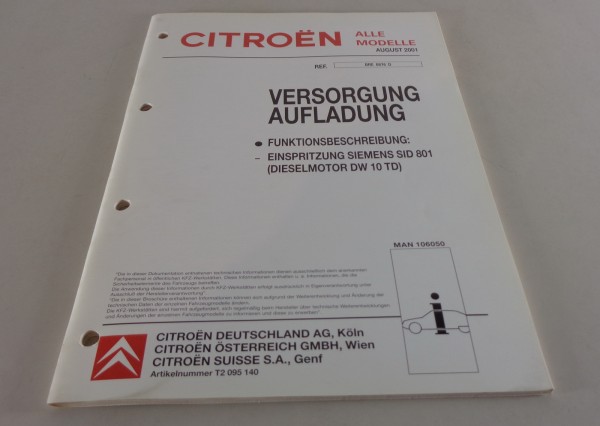 Werkstatthandbuch Citroen Jumpy | Einspritzung Siemens SID 801 Stand 08/2001