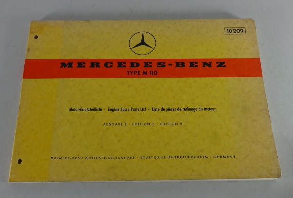 Teilekatalog Mercedes Benz Motor M110 Stand 08/1972