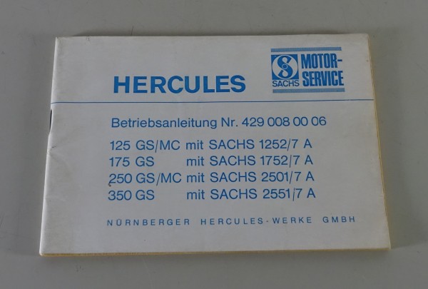 Betriebsanleitung / Handbuch Hercules 125 + 250 GS/MC & 175 + 350 GS