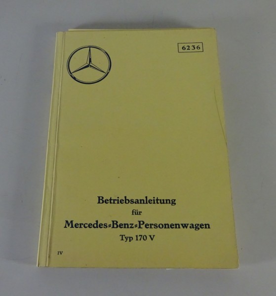 Betriebsanleitung / Handbuch Mercedes Benz 170 V W136 inkl. Cabrio von 06/1937