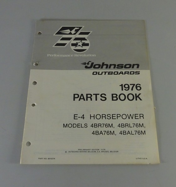 Teilekatalog OMC Johnson Outboards E-4 PS Models Stand 1976
