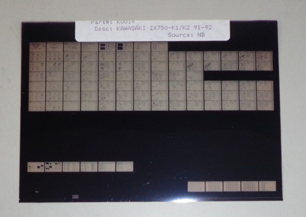 Microfich Ersatzteilkatalog Kawasaki ZX 750 K1/K2 Model 1991-92 Stand 91