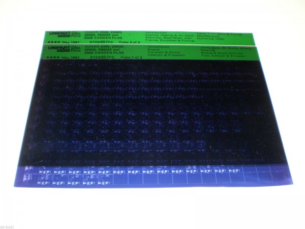 Microfich Ersatzteilkatalog Rover 2300 / 2300 S / 2600 S / 3500 SE Stand 05/1981