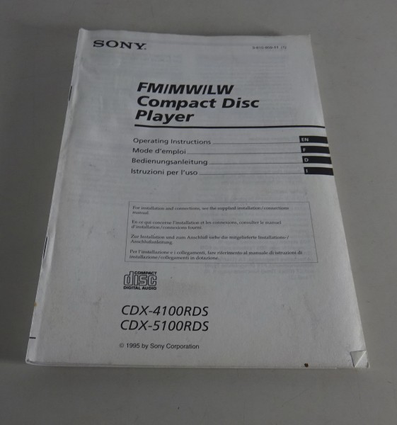 Betriebsanleitung Autoradio Sony CDX-4100RDS / CDX-5100RDS Stand 1995