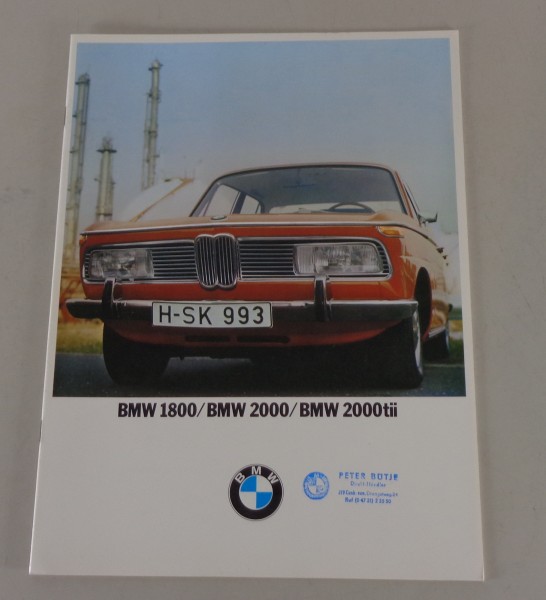 Prospekt / Katalog BMW 1800 / 2000 / 2000 tii Neue Klasse E118 / E121 12/1970