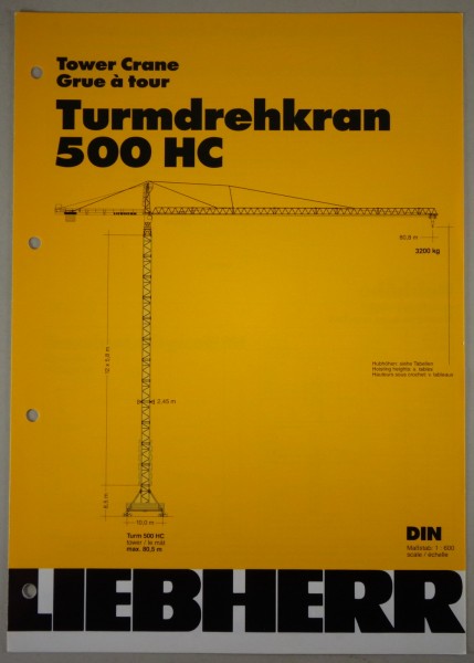 Datenblatt / Data sheet Liebherr „Turmdrehkran 500 HC" Stand 04/1995